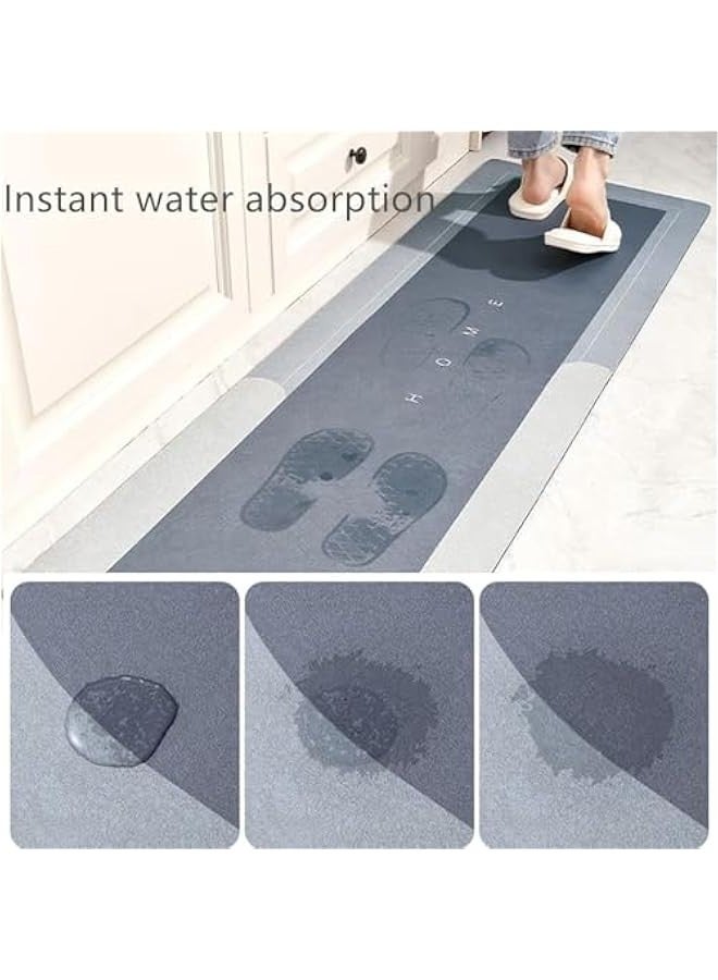 بيوينتي سجادات ارضية المطبخ من كاليد®، مجموعة من قطعتين، سجاد مطبخ ماص للماء وسريع الجفاف، سجاد مطبخ غير قابل للانزلاق (رمادي فاتح، 40 × 60 + 40 × 120 سم) - Image 3