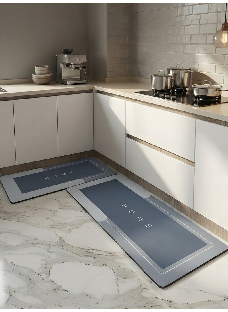 Beauenty ® Kitchen Floor Mats, 2 PCS Kitchen Mat Set, Water Absorbent and Quick Drying Kitchen Rugs, Non-slip Kitchen Carpets (Light Gray, 40 * 60+40 * 120 cm) - Image 1