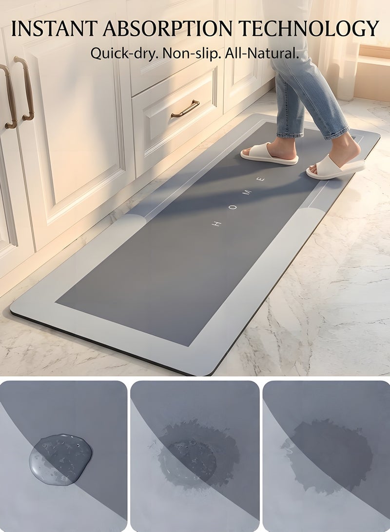 Beauenty ® Kitchen Floor Mats, 2 PCS Kitchen Mat Set, Water Absorbent and Quick Drying Kitchen Rugs, Non-slip Kitchen Carpets (Light Gray, 40 * 60+40 * 120 cm) - Image 3