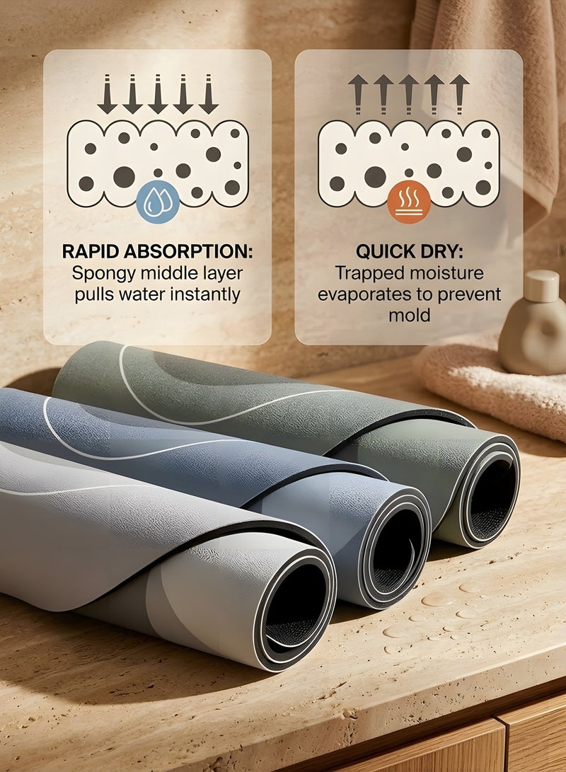 Beauenty ® Kitchen Floor Mats, 2 PCS Kitchen Mat Set, Water Absorbent and Quick Drying Kitchen Rugs, Non-slip Kitchen Carpets (Light Gray, 40 * 60+40 * 120 cm) - Image 4