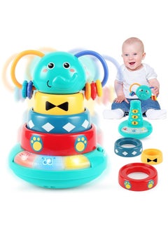 General Musical Toys for 6-12 month babies, Interactive Elephant Music Roly-Poly with Stacked Ring Rattle Toy, Early Educational Sensory Toys for 6-12 Month Kids  - Image 1