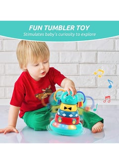 General Musical Toys for 6-12 month babies, Interactive Elephant Music Roly-Poly with Stacked Ring Rattle Toy, Early Educational Sensory Toys for 6-12 Month Kids  - Image 4