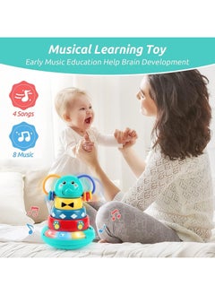 General Musical Toys for 6-12 month babies, Interactive Elephant Music Roly-Poly with Stacked Ring Rattle Toy, Early Educational Sensory Toys for 6-12 Month Kids  - Image 5