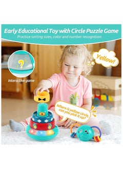 General Musical Toys for 6-12 month babies, Interactive Elephant Music Roly-Poly with Stacked Ring Rattle Toy, Early Educational Sensory Toys for 6-12 Month Kids  - Image 2