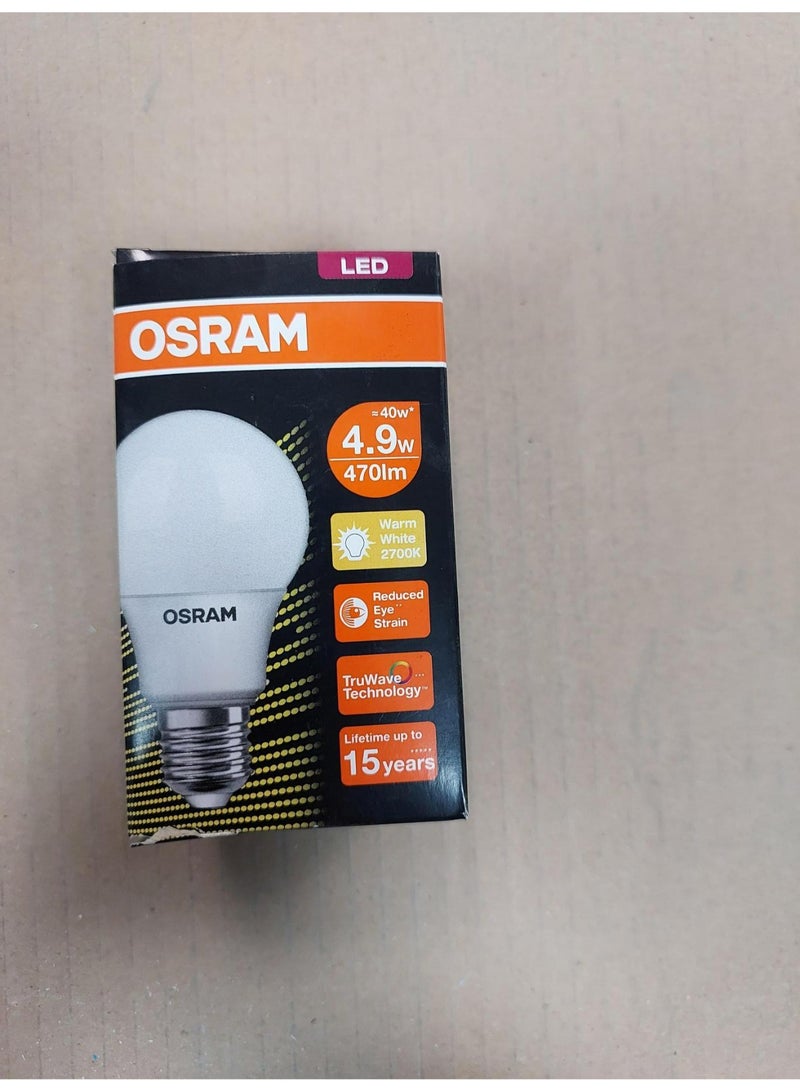 Osram LED Value Classic A Screw Base E27, Frosted 4.9W, Warm White/2700K - Image 3