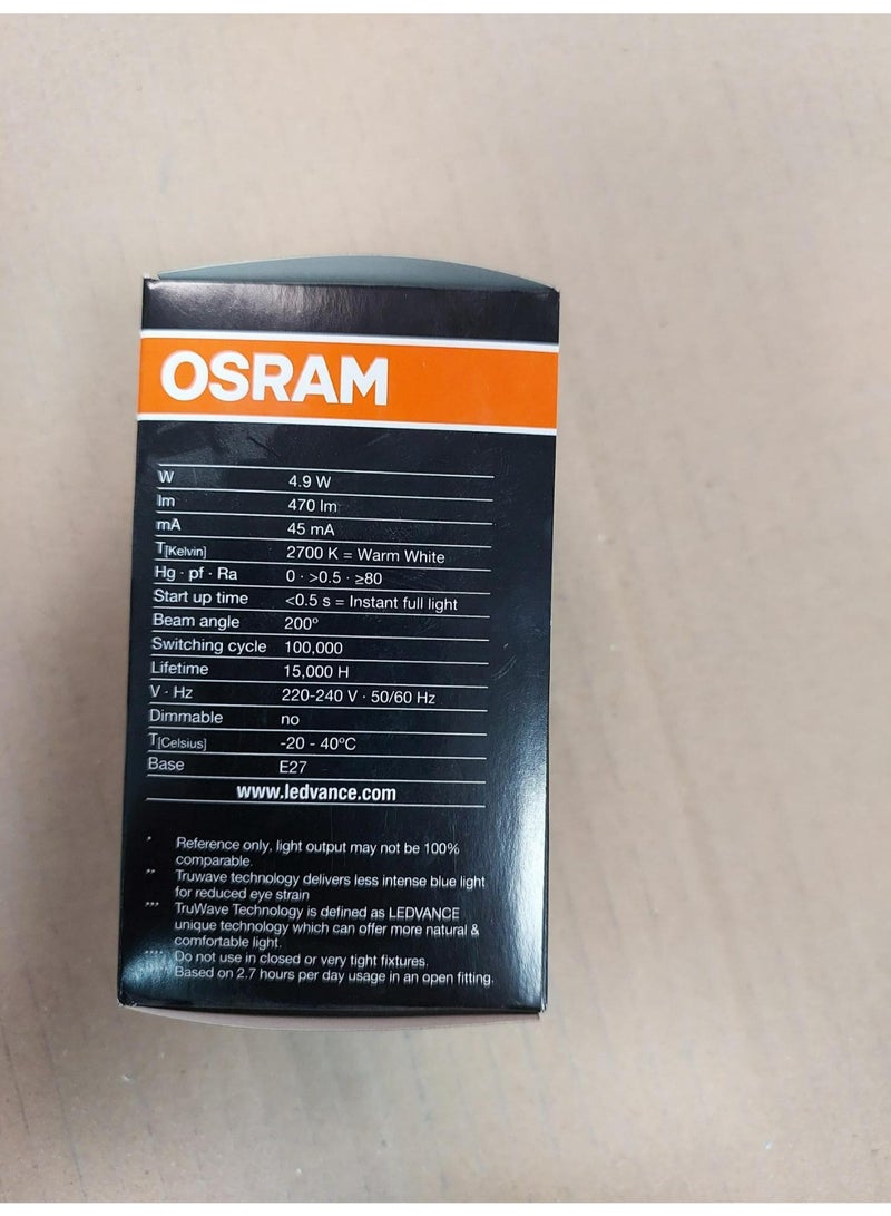 Osram LED Value Classic A Screw Base E27, Frosted 4.9W, Warm White/2700K - Image 5