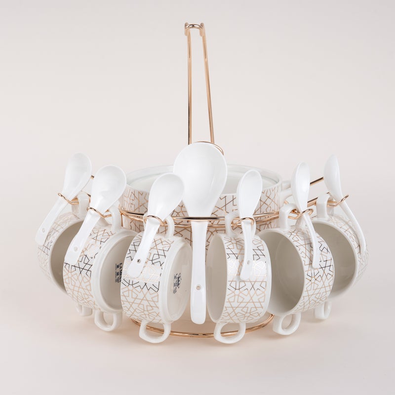 La Mesa Soup Set 16 Pieces White/Gold - Image 2