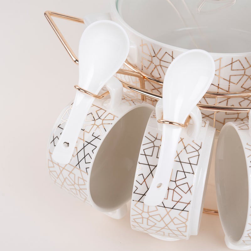 La Mesa Soup Set 16 Pieces White/Gold - Image 4