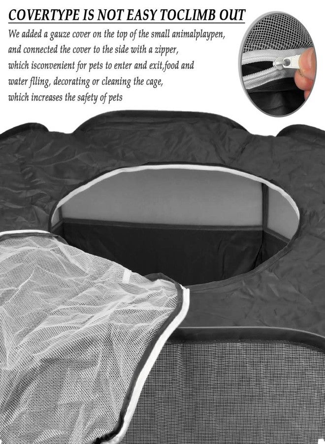 FOCCTS Small Animal Plaype Black, Breathable Pet Playpen Cage Tent Portable Fence Tent with Zippered Cover Pet Playpen for Puppy/Kitten/Rabbit/Hamster/Chinchillas/Guinea Pig Outdoor Indoor - Image 3