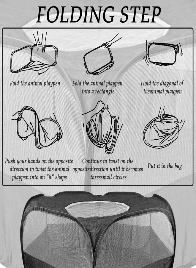 FOCCTS Small Animal Plaype Black, Breathable Pet Playpen Cage Tent Portable Fence Tent with Zippered Cover Pet Playpen for Puppy/Kitten/Rabbit/Hamster/Chinchillas/Guinea Pig Outdoor Indoor - Image 5