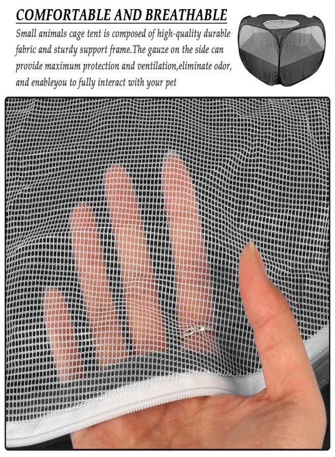 FOCCTS Small Animal Plaype Black, Breathable Pet Playpen Cage Tent Portable Fence Tent with Zippered Cover Pet Playpen for Puppy/Kitten/Rabbit/Hamster/Chinchillas/Guinea Pig Outdoor Indoor - Image 4