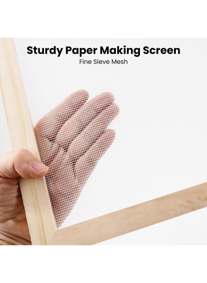 Caydo 3 Pieces Paper Making Frame Kit, Papermaking Mould and Deckle with Mesh, Absorbent Paper and Sponge for Kids Adults Supplies(5 x 7 Inches, 7.5 x 9.8 Inches, 9.8 x 13 Inches) - Image 3