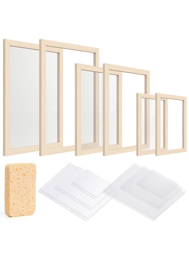 Caydo 3 Pieces Paper Making Frame Kit, Papermaking Mould and Deckle with Mesh, Absorbent Paper and Sponge for Kids Adults Supplies(5 x 7 Inches, 7.5 x 9.8 Inches, 9.8 x 13 Inches) - Image 1