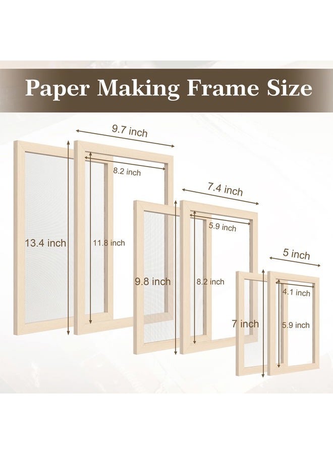 Caydo 3 Pieces Paper Making Frame Kit, Papermaking Mould and Deckle with Mesh, Absorbent Paper and Sponge for Kids Adults Supplies(5 x 7 Inches, 7.5 x 9.8 Inches, 9.8 x 13 Inches) - Image 2