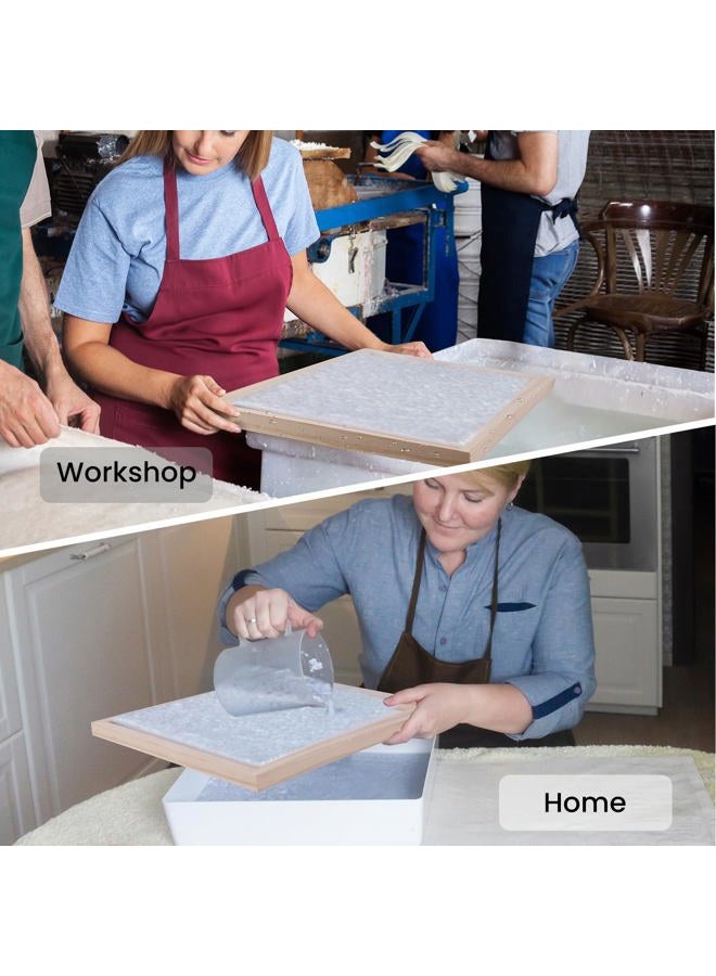 Caydo 3 Pieces Paper Making Frame Kit, Papermaking Mould and Deckle with Mesh, Absorbent Paper and Sponge for Kids Adults Supplies(5 x 7 Inches, 7.5 x 9.8 Inches, 9.8 x 13 Inches) - Image 5