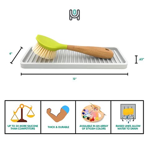 Happitasa Silicone Kitchen Sink Organizer Tray, Sponge Holder and Countertop Protector | Bathroom and Kitchen Soap Dish and Dispenser Tray (Black, 12"x4") - Image 3