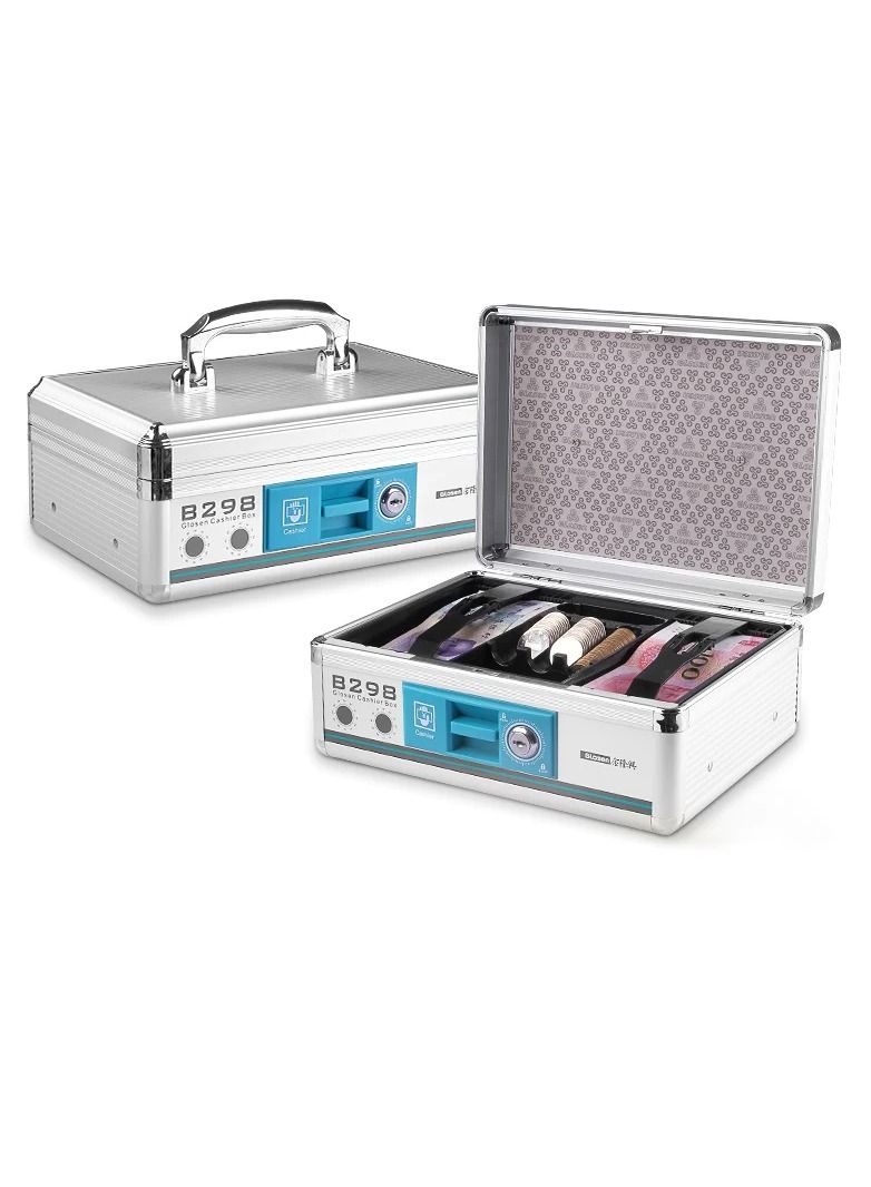 GLOSEN Cash Box With Key Lock Portable Cash Register W27.5 x H11 x D19.5cm Model B298  - Image 1