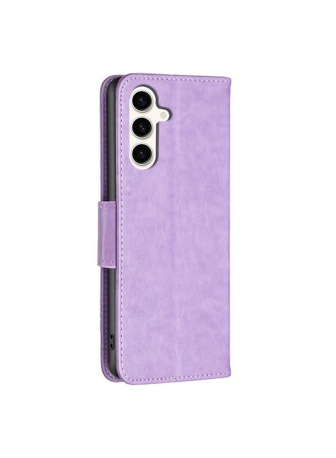 S-TOP Case For Samsung Galaxy S23 FE 5G Embossing Two Butterflies Pattern Leather Phone Case - Image 3