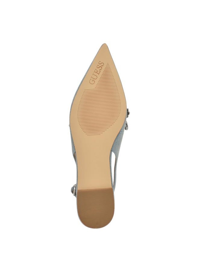 GUESS Women's Daisee Ballet Flat, Light Blue Denim 450, 36.5 EU - Image 4