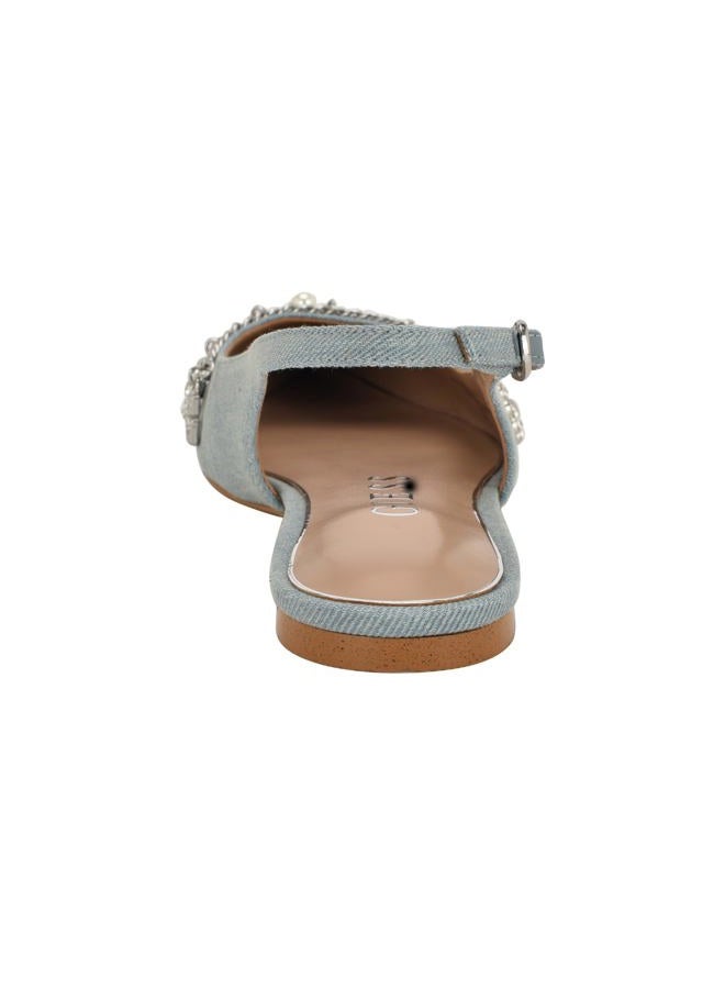 GUESS Women's Daisee Ballet Flat, Light Blue Denim 450, 36.5 EU - Image 3