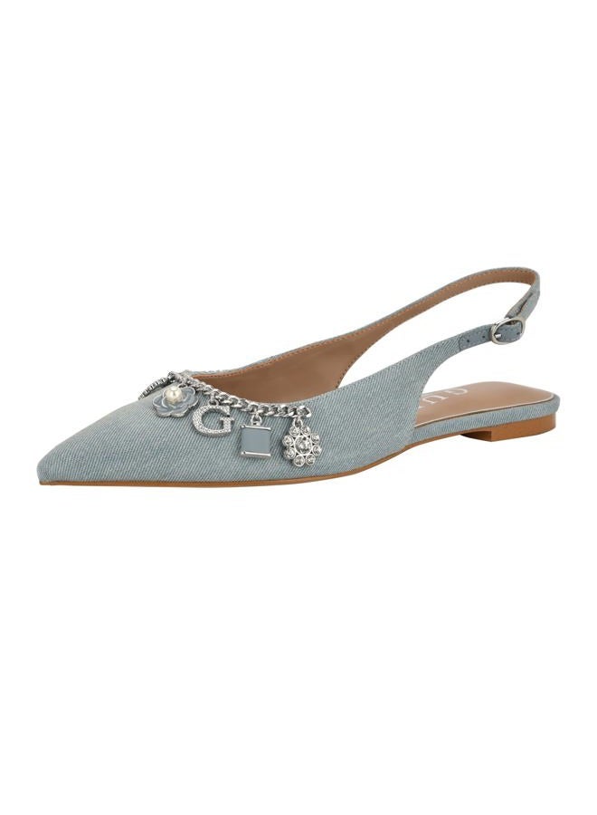GUESS Women's Daisee Ballet Flat, Light Blue Denim 450, 36.5 EU - Image 1