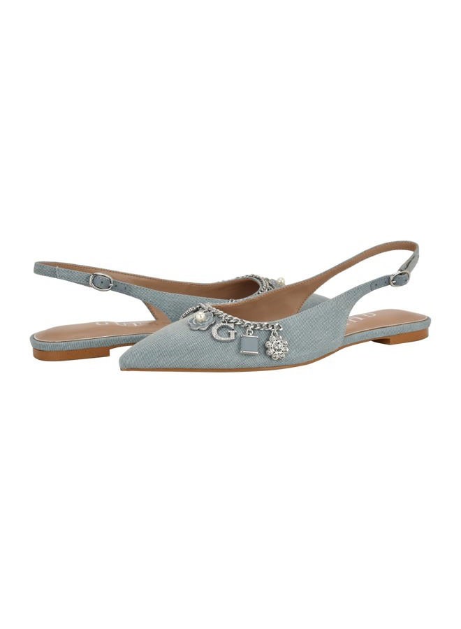 GUESS Women's Daisee Ballet Flat, Light Blue Denim 450, 36.5 EU - Image 2
