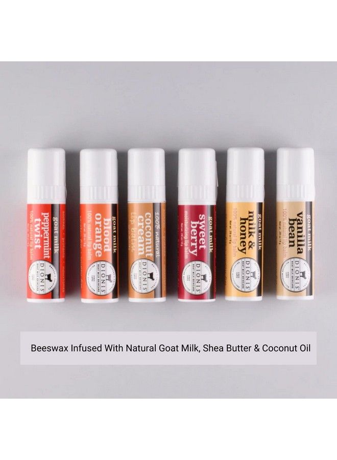 Dionis Goat Milk Moisturizing Lip Balm Gift Set Beeswax Infused With Shea Butter & Coconut Oil Soothes Protects & Nourishes Dry Cracked Lips Vanilla Coconut Berry Orange & Mint Scents 6pk - Image 4