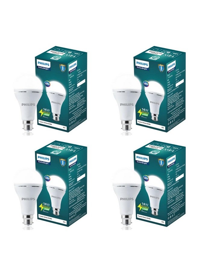 PHILIPS 14W Emergency LED Bulb | Stellar Bright B22 Inverter LED Bulb for Power Cuts | Crystal White, Pack of 4 - Image 1