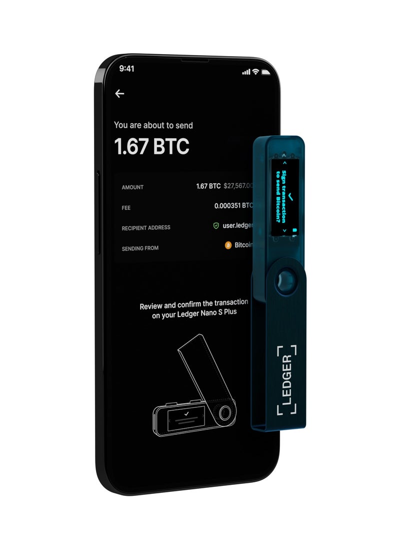 Ledger - Nano S Plus Hardware Wallet | Safest Crypto & NFT Cold Storage, OLED Screen, Type-C Connectivity, 5000+ Coins Supported, for Android, MacOS & Windows - Sapphire Blue - Image 1