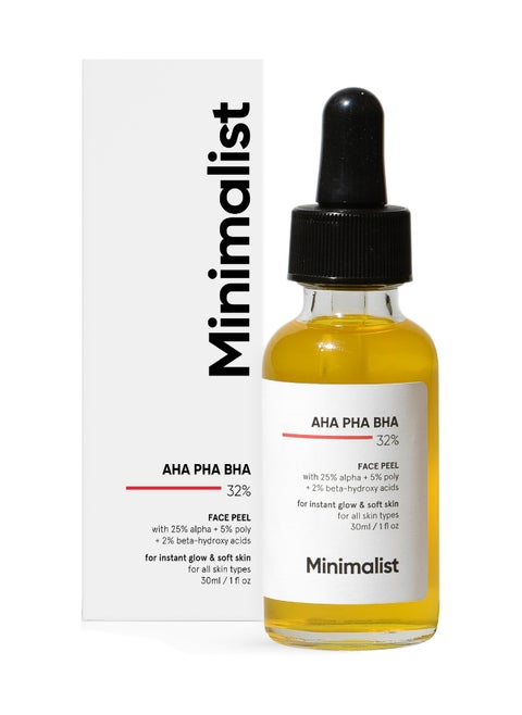 Minimalist 25% AHA + 2% BHA + 5% PHA Peeling Solution for Glowing Skin, Smooth Texture & Pore Cleansing | AHA BHA PHA Peel For Weekend Exfoliation