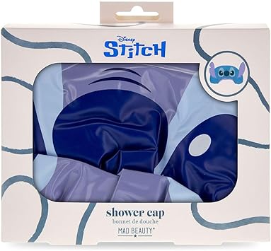 Mad Beauty Stitch Shower Cap Disney Character Ears Design Mad Beauty Waterproof Reusable Haircare Elastic Cute Fun Bath Hair Cap Gift for Women Girl Adults Denim Blue - Image 2