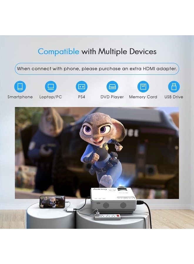 AuKing Projector, 2023 Upgraded Mini Projector, 9500 lumens Multimedia Home Theater Video Projector, Compatible with Full HD 1080P HDMI, USB, VGA, AV, Smartphone, Pad, TV Box, Laptop - Image 5