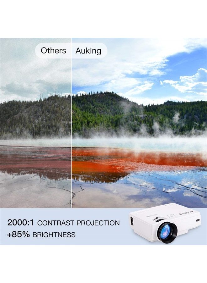AuKing Projector, 2023 Upgraded Mini Projector, 9500 lumens Multimedia Home Theater Video Projector, Compatible with Full HD 1080P HDMI, USB, VGA, AV, Smartphone, Pad, TV Box, Laptop - Image 2