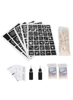 Thoraya Professional Temporary Tattoo Inks Juice Pigment Set Body Pigment Makeup Tool Set (Black+Red)  - Image 1