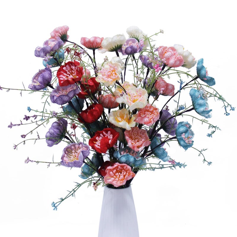 TooGet Fake Flowers Azalea Plastic Flowers for Decration Artificial Azalea Bushes Silk Flower Greenery for Patio Lawn Garden Decoration, Height 24 Inches (Mixed Color - 8 PCS) - Image 1