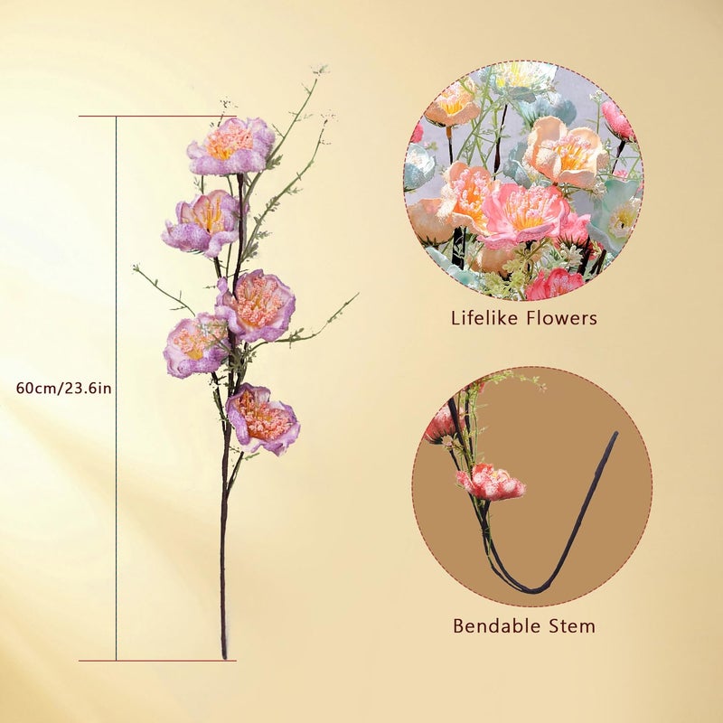 TooGet Fake Flowers Azalea Plastic Flowers for Decration Artificial Azalea Bushes Silk Flower Greenery for Patio Lawn Garden Decoration, Height 24 Inches (Mixed Color - 8 PCS) - Image 3