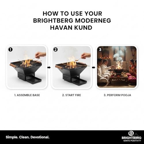 BRIGHTBERG Havan Kund CRC Seat Powder Coating Body for Hanuman Pooja Devi Pooja and All of Pooja for Daily Use Portable Havan Kund with Fix Stand and Easy to Use & Durable - Image 5