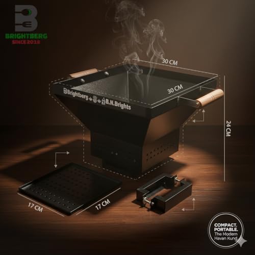 BRIGHTBERG Havan Kund CRC Seat Powder Coating Body for Hanuman Pooja Devi Pooja and All of Pooja for Daily Use Portable Havan Kund with Fix Stand and Easy to Use & Durable - Image 2