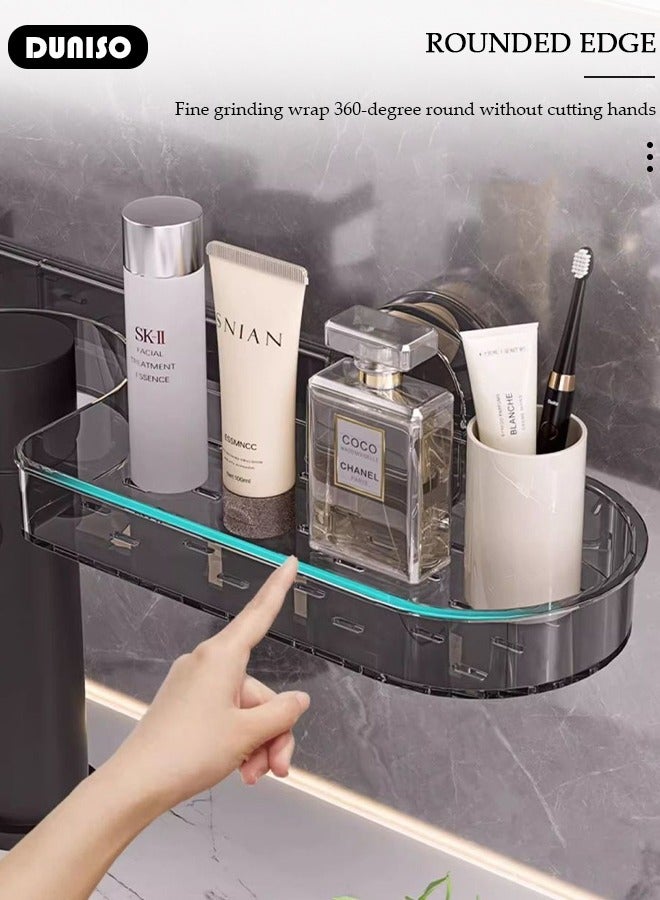 DUNISO Over The Sink Shelf with Suction Cup, Removable Shelf Organizer Over The Faucet, Bathroom Sink Shelf Over Faucet, U-Shaped Recess Design Countertop Organizer, Multi-Functional Hollow Storage Shelf for Bathroom, Kitchen  - Image 2