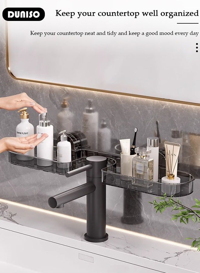 DUNISO Over The Sink Shelf with Suction Cup, Removable Shelf Organizer Over The Faucet, Bathroom Sink Shelf Over Faucet, U-Shaped Recess Design Countertop Organizer, Multi-Functional Hollow Storage Shelf for Bathroom, Kitchen  - Image 5