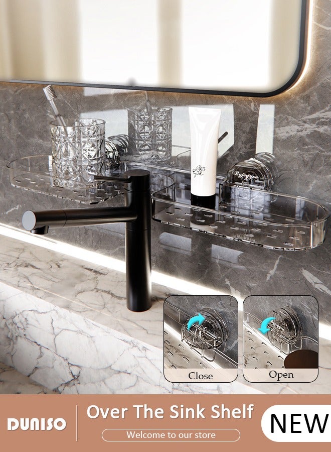 DUNISO Over The Sink Shelf with Suction Cup, Removable Shelf Organizer Over The Faucet, Bathroom Sink Shelf Over Faucet, U-Shaped Recess Design Countertop Organizer, Multi-Functional Hollow Storage Shelf for Bathroom, Kitchen  - Image 1