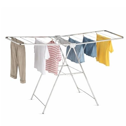 HomeAra Premium Heavy Duty Foldable Stainless Steel Cloth Drying Stand (Butterfly Design) | 3 Tier Mirror Finish | Space Saving Wall Mounted Laundry Rack for Clothes, Towels, Balcony & Bedroom - Image 1