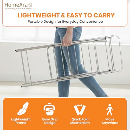 HomeAra Premium Heavy Duty Foldable Stainless Steel Cloth Drying Stand (Butterfly Design) | 3 Tier Mirror Finish | Space Saving Wall Mounted Laundry Rack for Clothes, Towels, Balcony & Bedroom - Image 2
