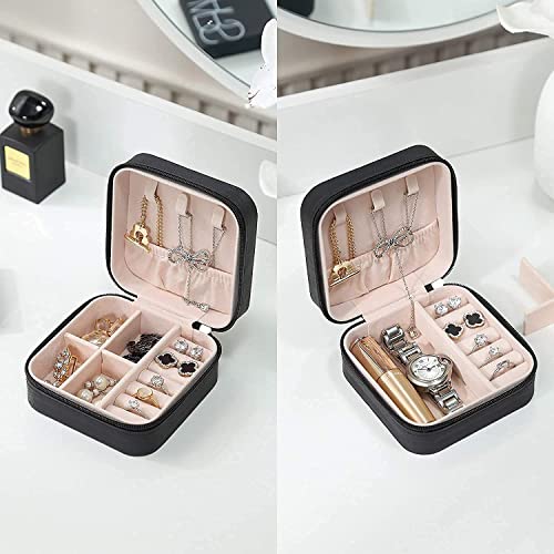 Estele Jewellery Organiser/Box Lightweight Leather Zipper Lock Portable Mini Jewellery Storage Box Case with Dividers Container for Ring, Earrings, Necklace Jewelry Organizer for Women Travel & Party - Image 2