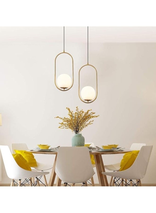 ATM Modern Minimalist Pendant Light Set with Opal Glass Globe - Ideal for Dining Room and Living Room  - Image 1