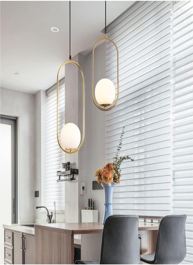 ATM Modern Minimalist Pendant Light Set with Opal Glass Globe - Ideal for Dining Room and Living Room  - Image 2