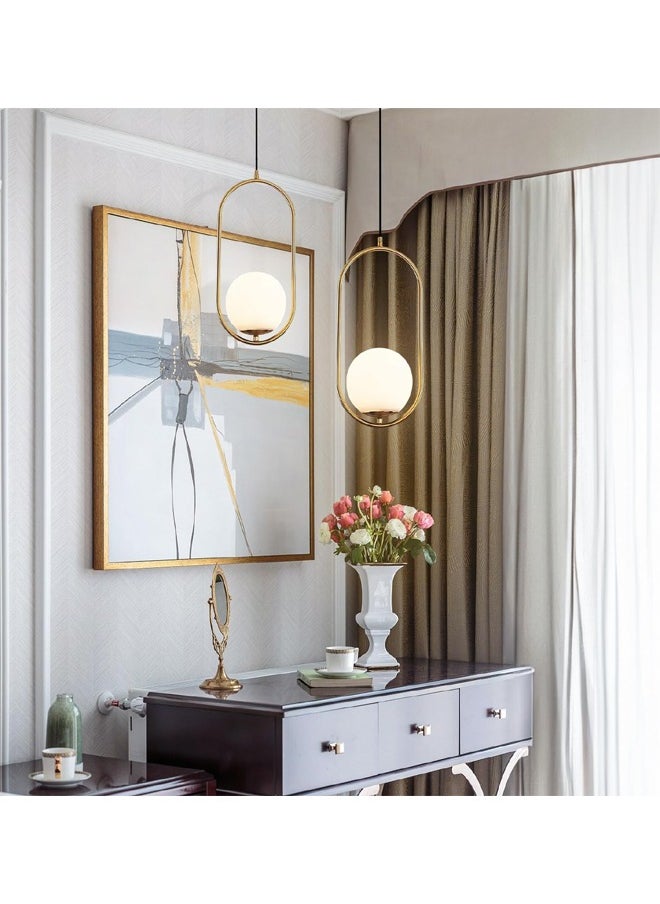 ATM Modern Minimalist Pendant Light Set with Opal Glass Globe - Ideal for Dining Room and Living Room  - Image 4