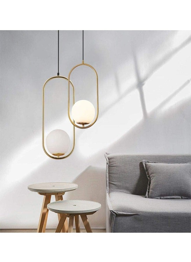 ATM Modern Minimalist Pendant Light Set with Opal Glass Globe - Ideal for Dining Room and Living Room  - Image 3