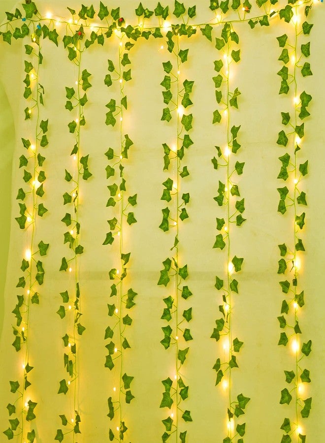 Naidiler 12 Pcs Artificial Ivy Garland Fake Vines with 65 Ft Lights String (200 LED) Decor Faux Green Hanging Plant Greenery for Wall Party Wedding Room Home Kitchen Indoor & Outdoor Decoration - Image 4