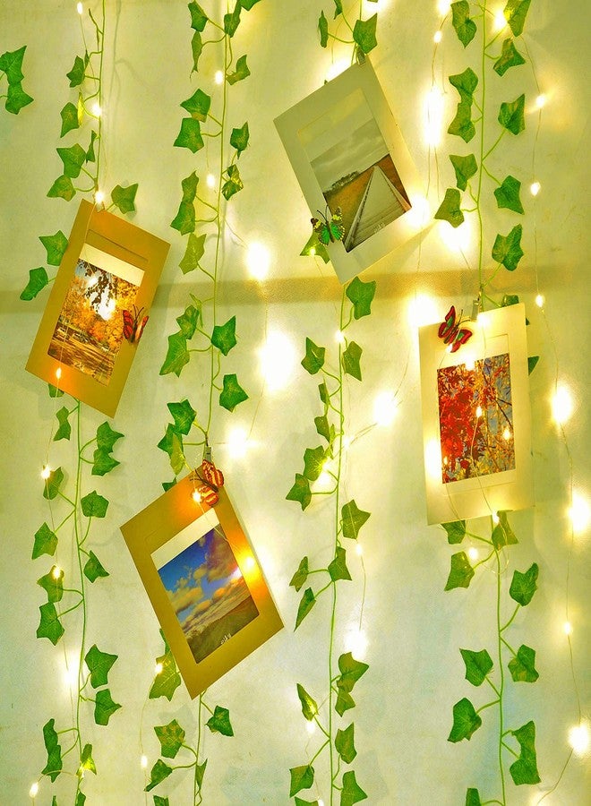Naidiler 12 Pcs Artificial Ivy Garland Fake Vines with 65 Ft Lights String (200 LED) Decor Faux Green Hanging Plant Greenery for Wall Party Wedding Room Home Kitchen Indoor & Outdoor Decoration - Image 2